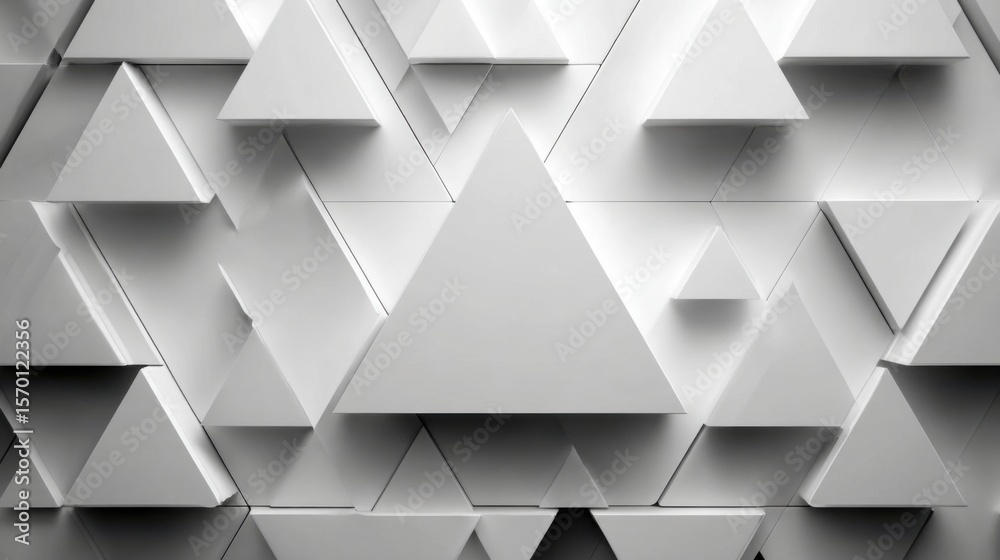 Poster a white background with many triangles. the triangles are all different sizes and angles. the image 