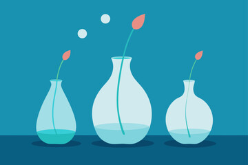 Glass Vases with Floating Water and Flowers