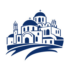 A line LOGO with Santorini as the main body