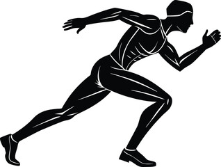 Mid Stride Running Pose Silhouette | Athlete in Motion Silhouette