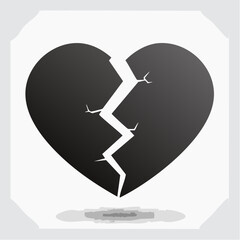 Broken heart Vector Images. Black and white Broken heart Vector Images on white background.