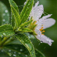 Droplets on flower petal.