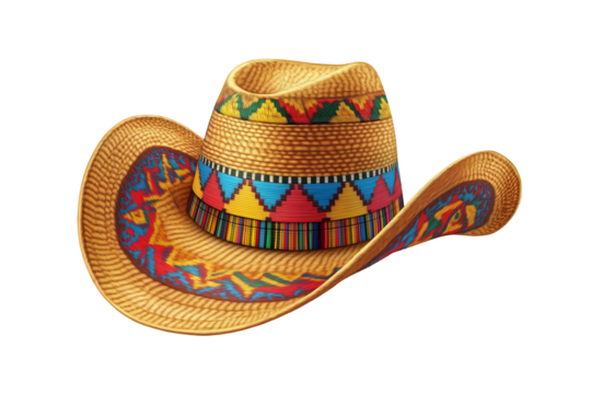 Hispanic heritage month cultural symbols including hat isolated on white background.