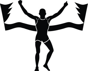 Triathlete at Finish Line Silhouette | Endurance Event Completion Silhouette