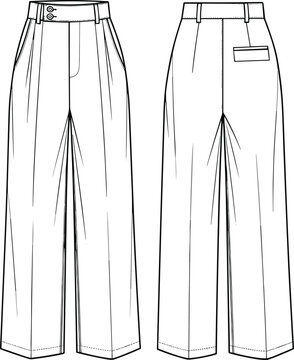 black and white pants front and back view clip art preview