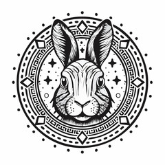 Rabbit head Icon in the circle for community logo, company logo vector on white background.