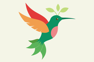 Obraz premium Watercolor Hummingbird Near Delicate Flower