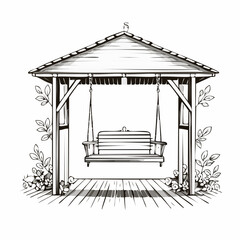 Porch Swing Vector Images. Porch Swing Stock Illustration on white background.