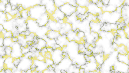 Abstract white marble texture with yellow veins and black outline