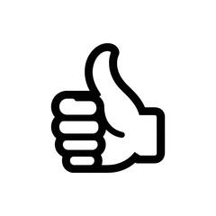 A strong symbol of approval encouragement and positive feedback in a bold simple black line icon