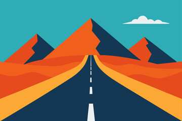 Open Road Leading to Mountain Adventure Concept