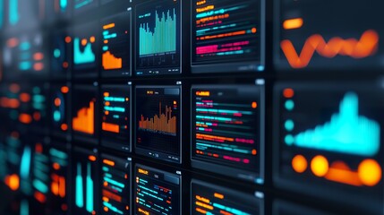 Financial data displayed on a transparent screen, futuristic interface