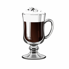 Irish Coffee Vector. Realistic hot Irish coffee drink in glass cup Vector Image