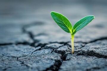 New life sprouting from cracked earth, symbolizing growth, hope, and resilience in a difficult situation.
