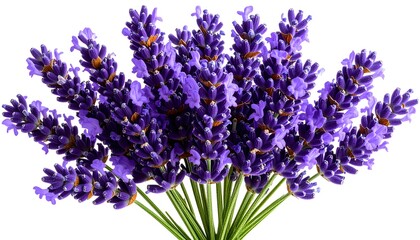 Close-Up of Fresh Lavender Flowers in Bloom on White Background
