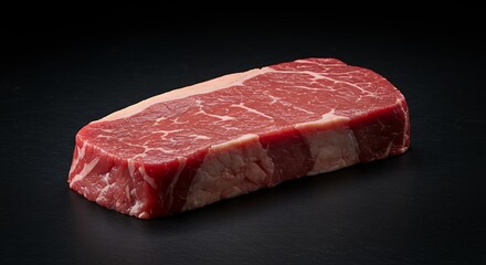 Thick Beef Filet Steak on Dark Matte Surface with Juicy Texture