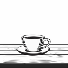Coffee cup sitting on top of a wooden table image vector isolated on white background.
