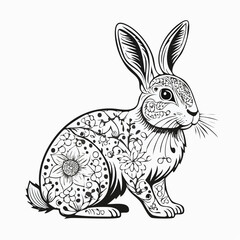 Rabbit Vector Illustration. Rabbit Outline Graphic Stock Vector on white background.