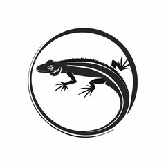 Lizard animal vector design logo on circle image isolated on white background.