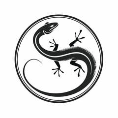 Lizard animal vector design logo on circle image isolated on white background.