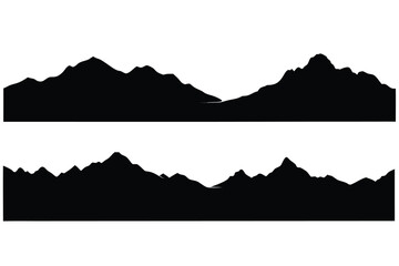Two Mountain Range Silhouettes in Minimalist Style