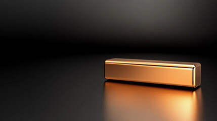 Luxury minimalist design concept with metallic gold bar on black background