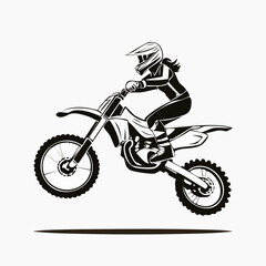 Motocross Rider Jumping vector. Black and white Motocross Rider Jumping vector.