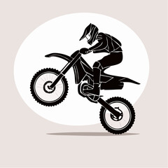 Motocross Rider Jumping vector. Black and white Motocross Rider Jumping vector.