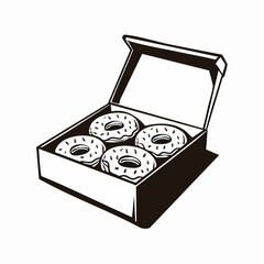 Donut Box image Vector. Illustration Box Full Delicious Donuts Stock Vector