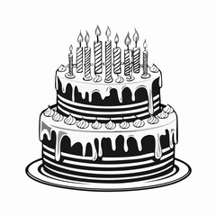 Birthday cake with candles image vector isolated on white background.