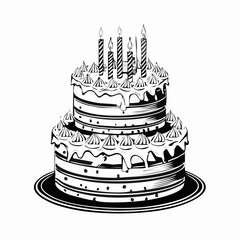 Birthday cake with candles image vector isolated on white background.