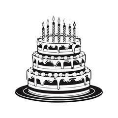 Birthday cake with candles image vector isolated on white background.