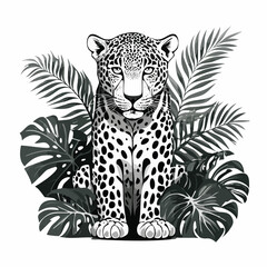 Jaguars Jungle Stock Illustrations vector isolated on white background