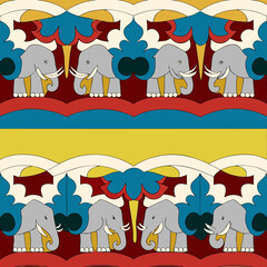 Fototapeta premium seamless pattern with rainbow and clouds