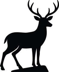 Silhouette deer standing majestic woodland animal isolated Vector illustration