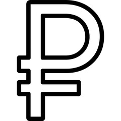 Obraz premium Ruble sign outline icon vector