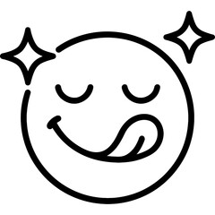Happy tongue with pleasure indicators outline icon vector