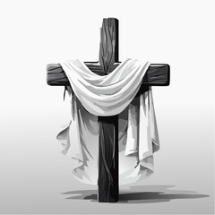 Holy Christian Cross Draped with a Pure White Cloth in a Sacred Vector Illustration