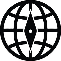 Silhouette globe compass navigation icon simple design Vector illustration