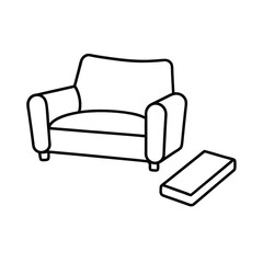 Couch and therapy notepad setup minimalist style line art Vector illustration