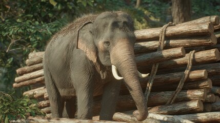 Elephant and Logs