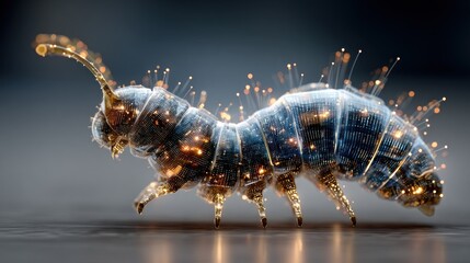 Futuristic insect with glowing tech details