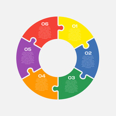 Circle diagram infographic in 6 steps or options
