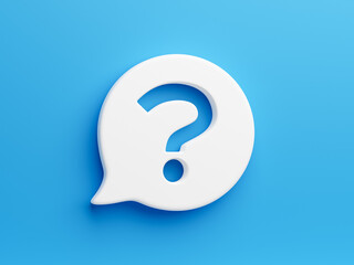 question mark icon in a white speech bubble on blue background