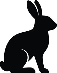 Silhouette of a cute sitting rabbit animal Vector illustration