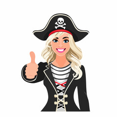 Pirate Captain Giving a Thumbs-Up Gesture image vector on white background.