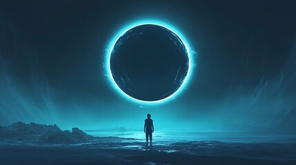 PPng of Mysterious Neon Circle Futuristic SciFi Artwork on Transparent Background