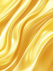 Flowing golden liquid background with abstract waves and shiny reflective lines. Smooth elegant fabric texture for graphic design.