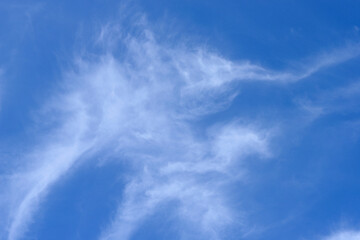 The clear blue sky in the São Paulo region features delicate and thin white cirrus clouds, gently dispersed, indicating a day of stable weather and good visibility in the capital of São Paulo.