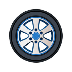 Obraz premium Car Tire with Stylish Rim Design Modern Automobile Wheel Graphic on Black Background